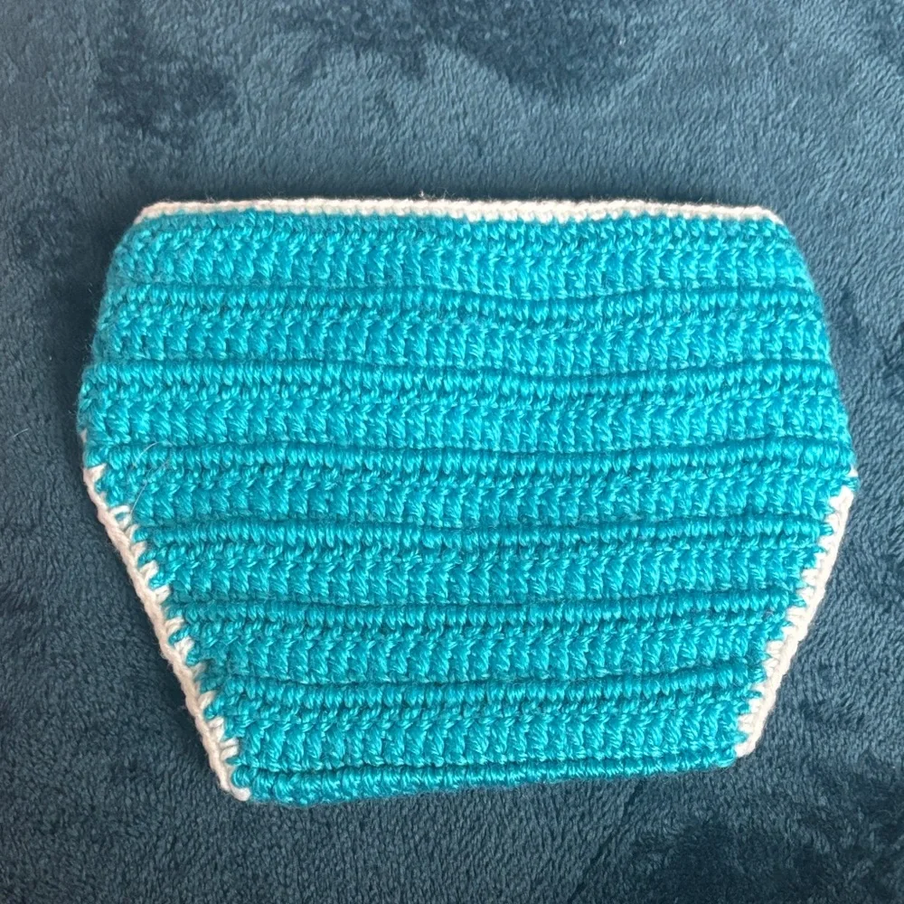 Handcrafted Teal and White Crochet Diaper Cover